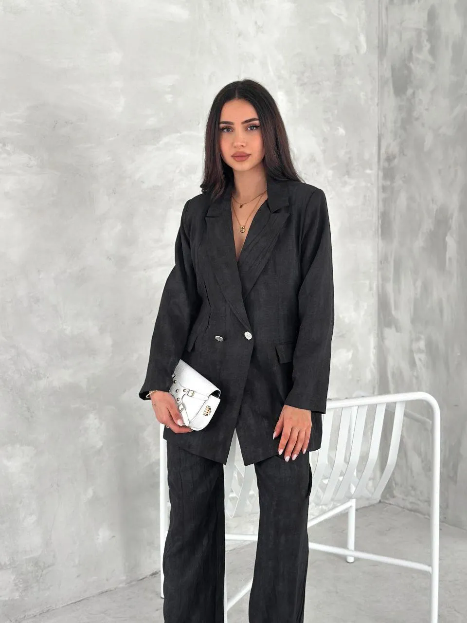 Batik Kumaş Ceket  Siyah