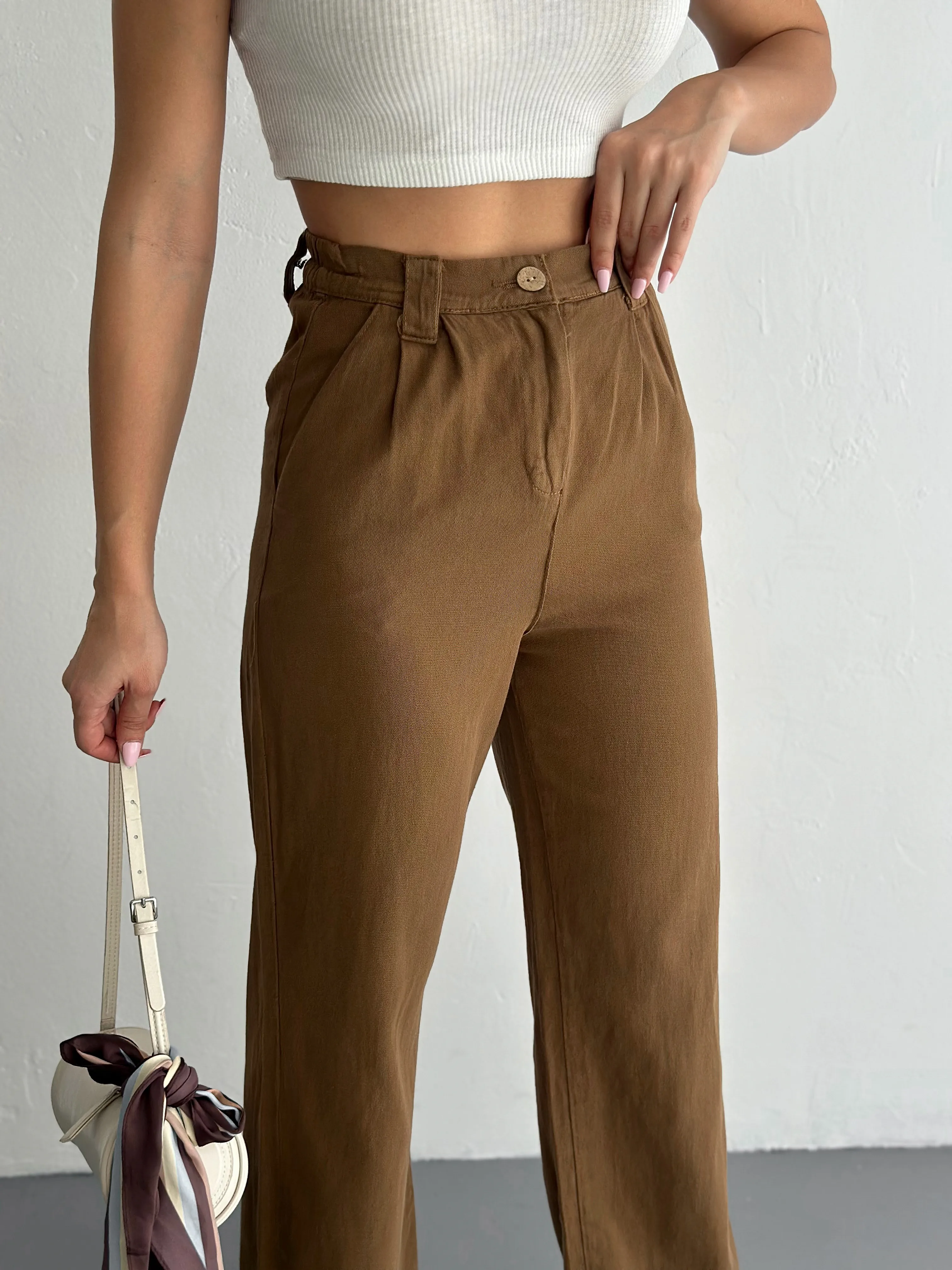 İnce Ham Gabardin Pantolon  Camel