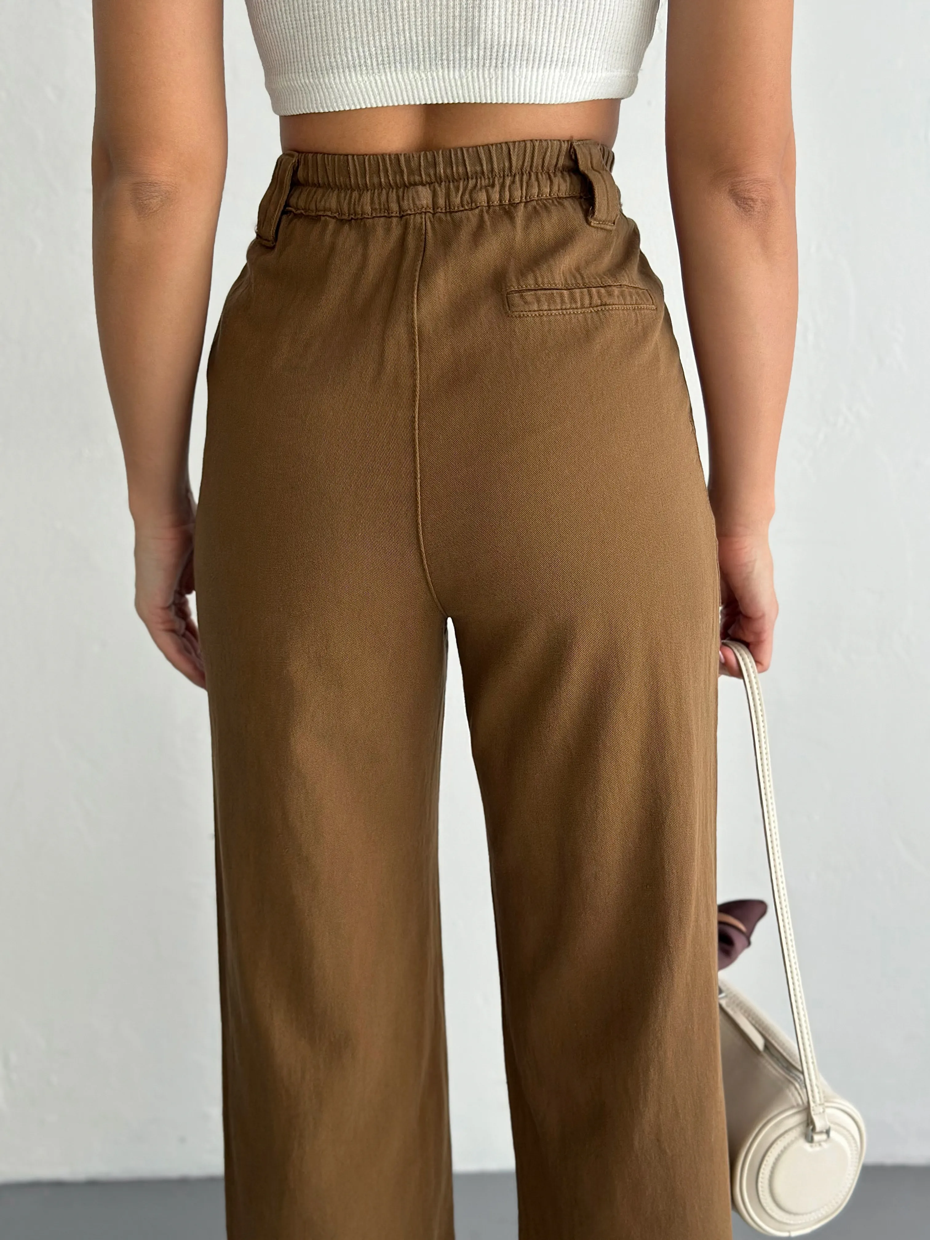 İnce Ham Gabardin Pantolon  Camel