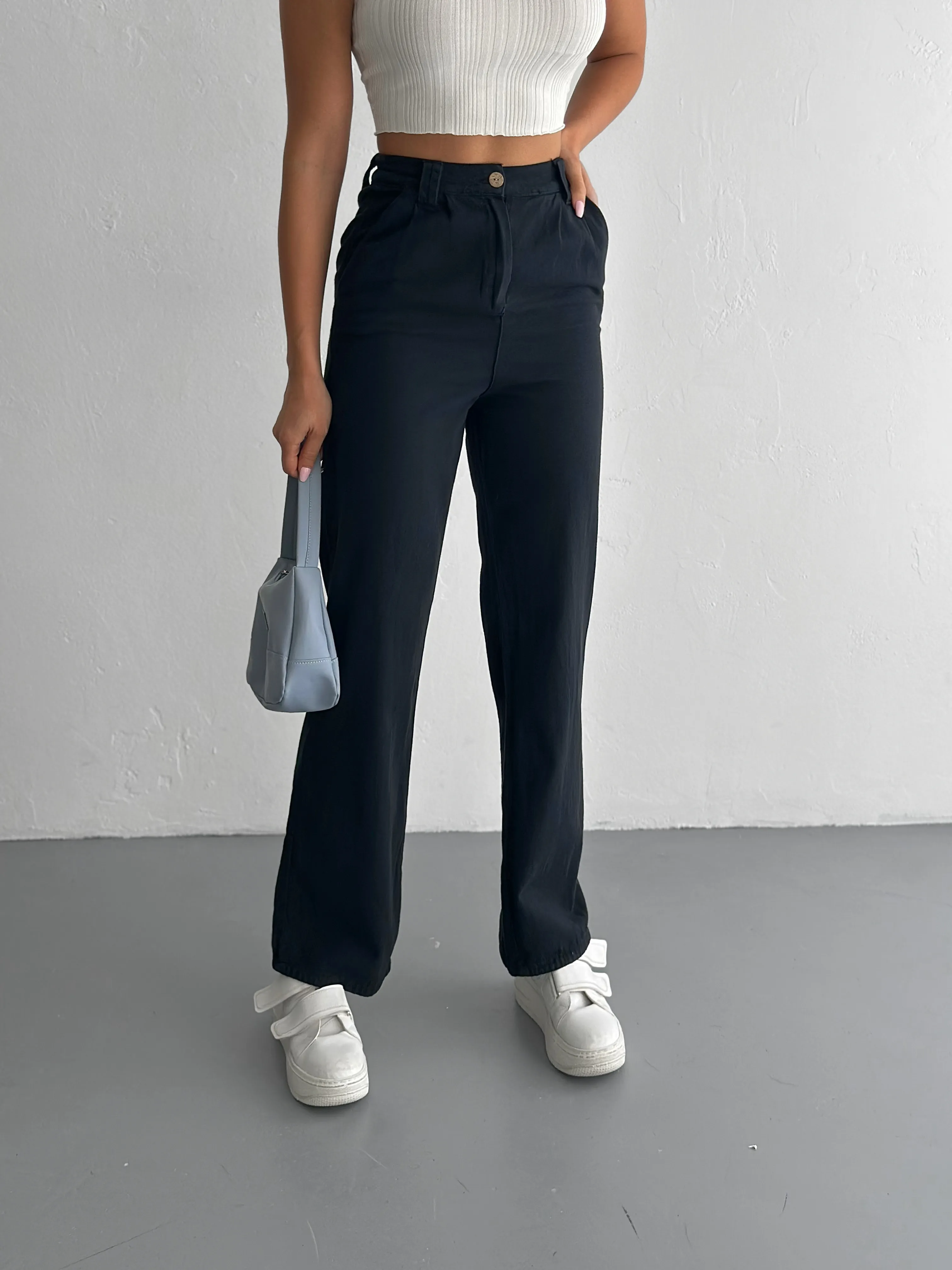 İnce Ham Gabardin Pantolon  OxfordMavisi