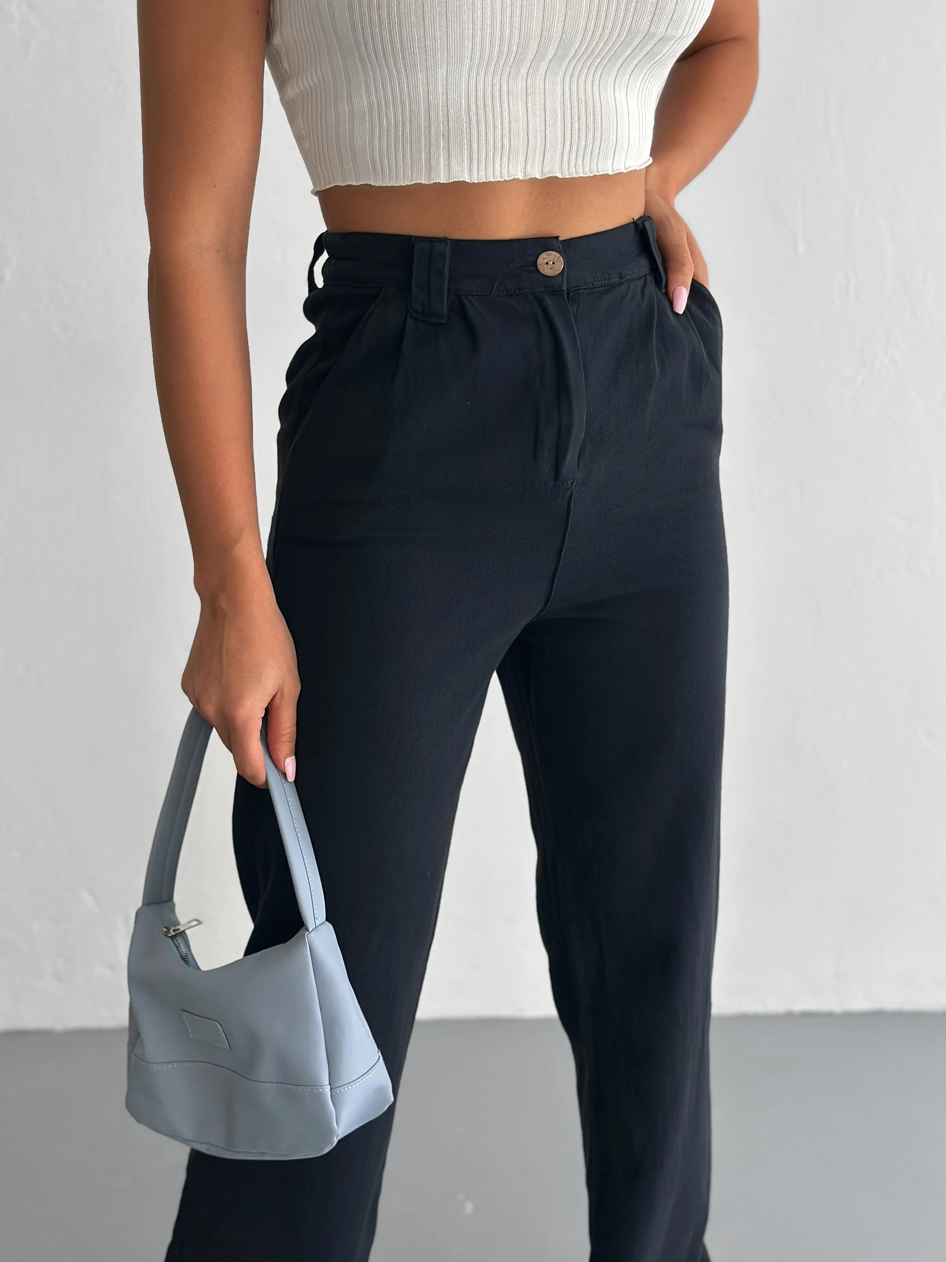 İnce Ham Gabardin Pantolon  OxfordMavisi