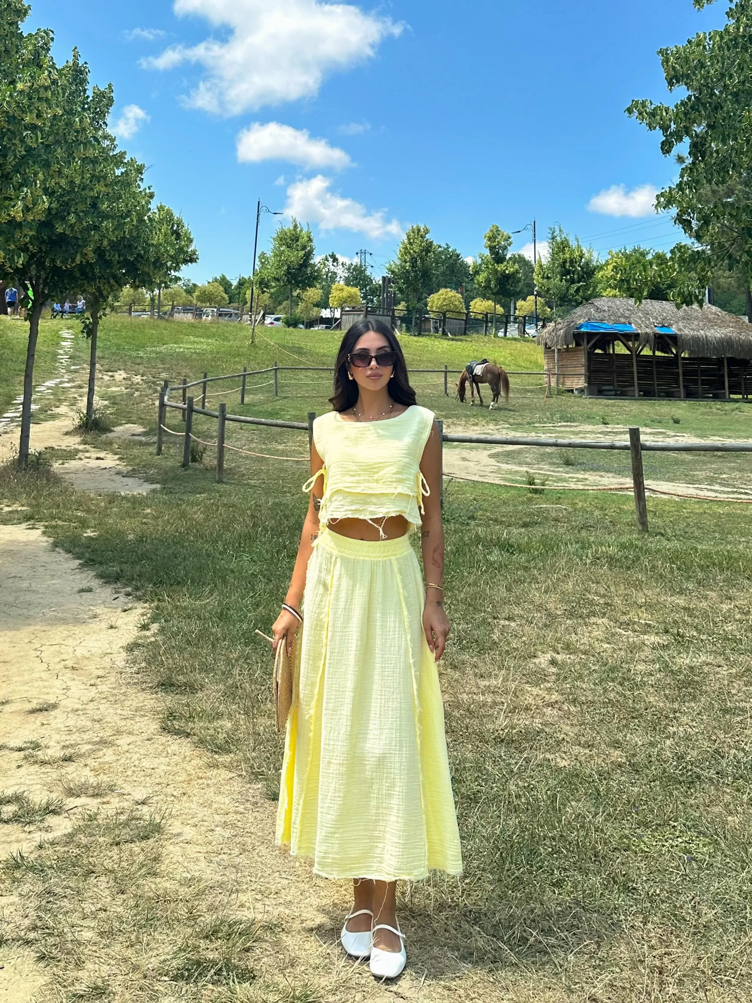 Müslin Kumaş Takım Sarı