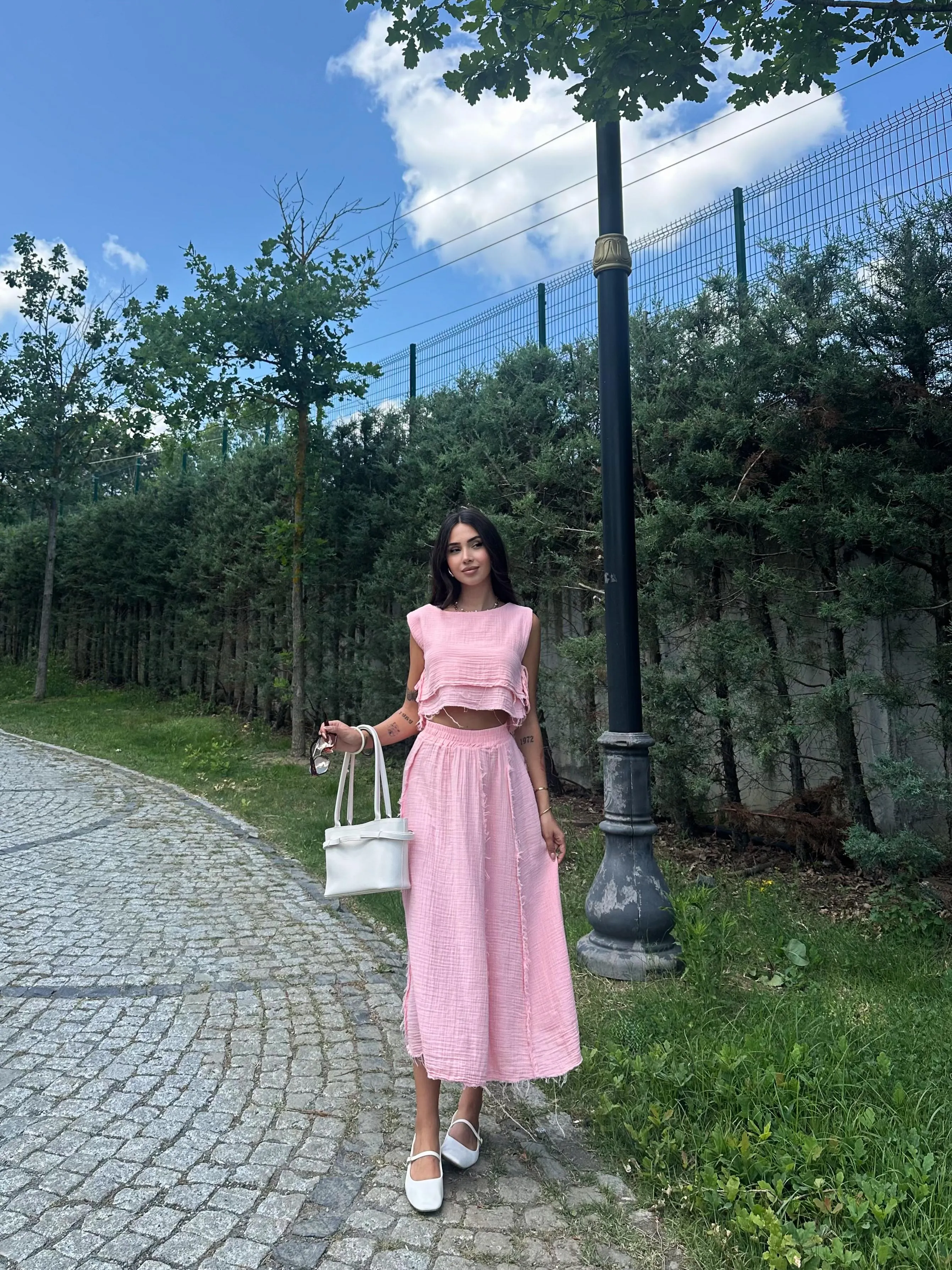 Müslin Kumaş Takım Pembe