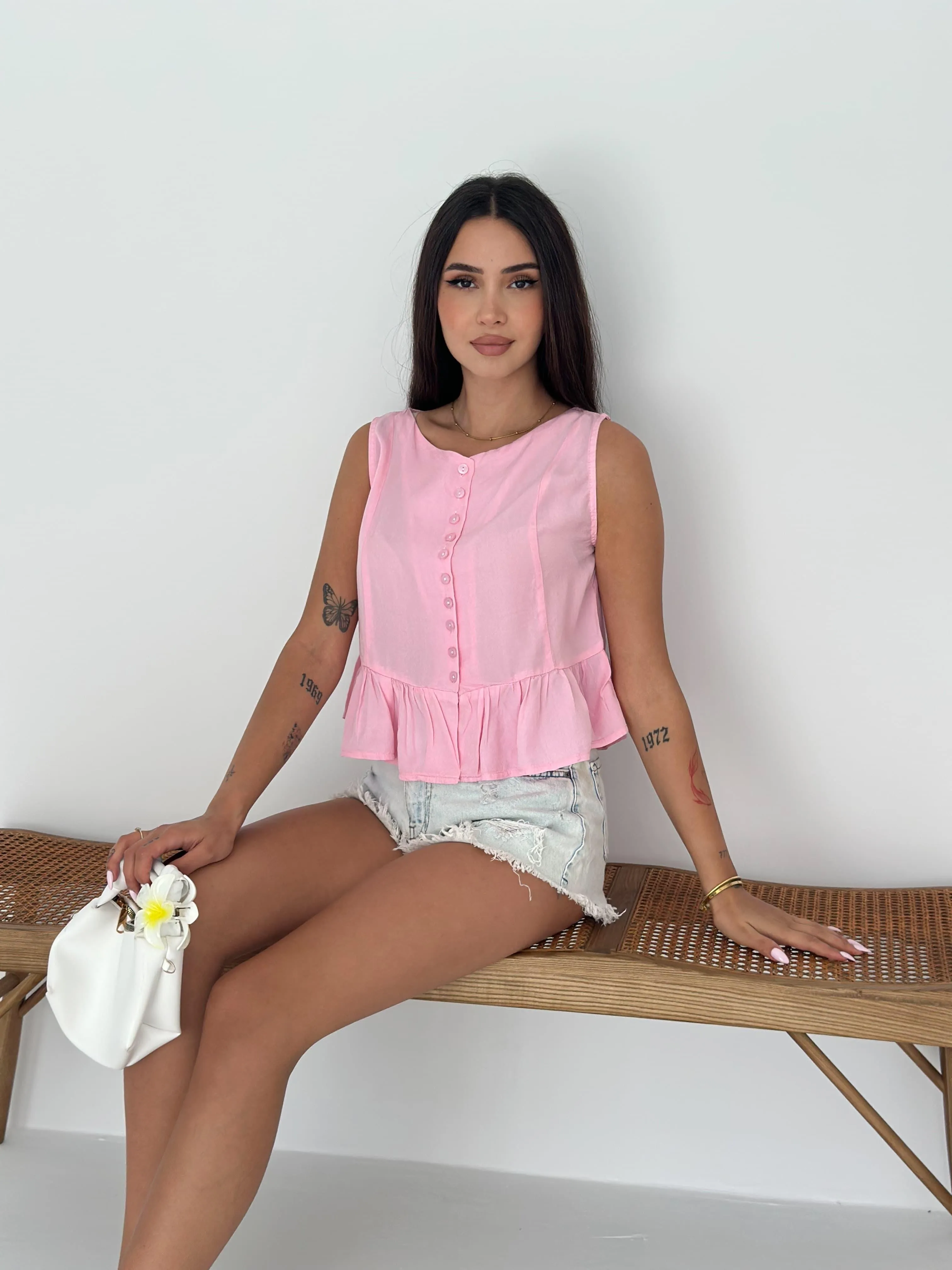 Ham Tensel Bluz  Pembe