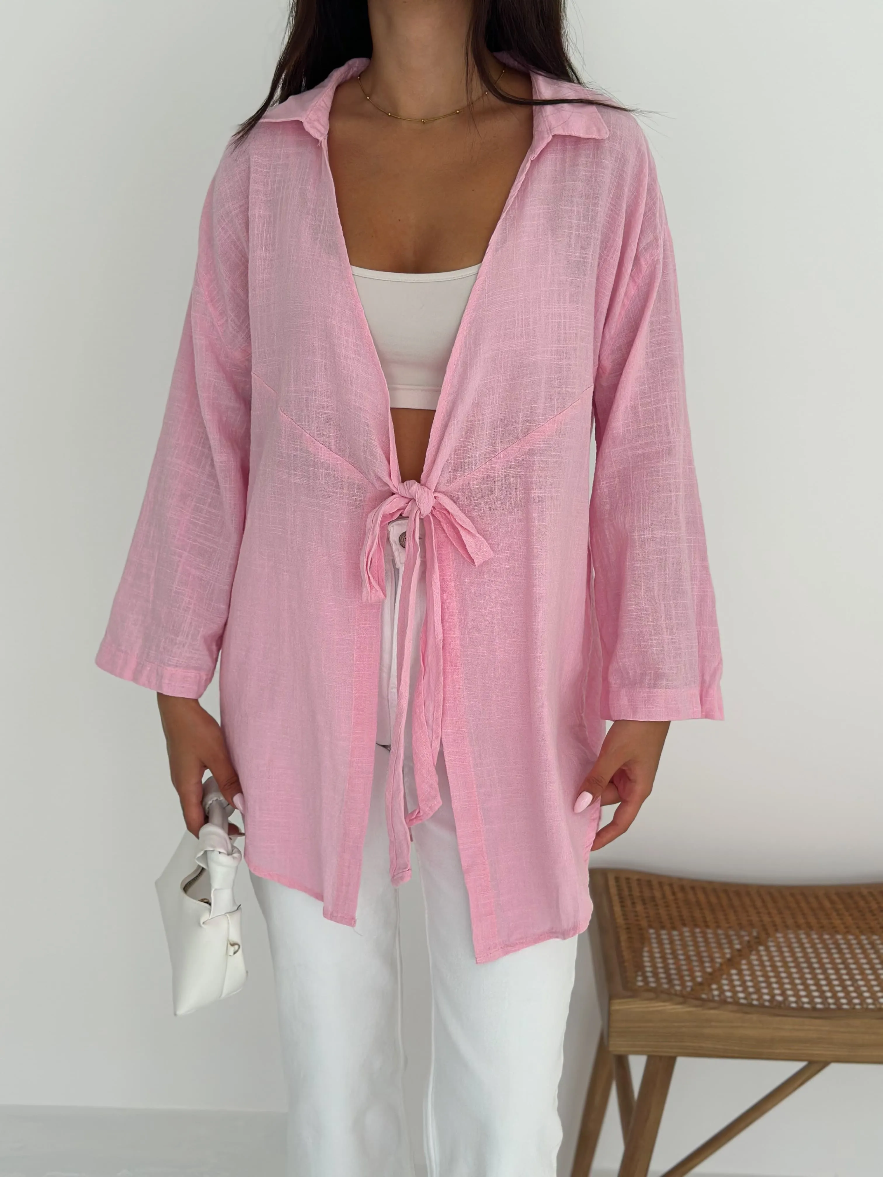 Bağlamalı Kimono Pembe