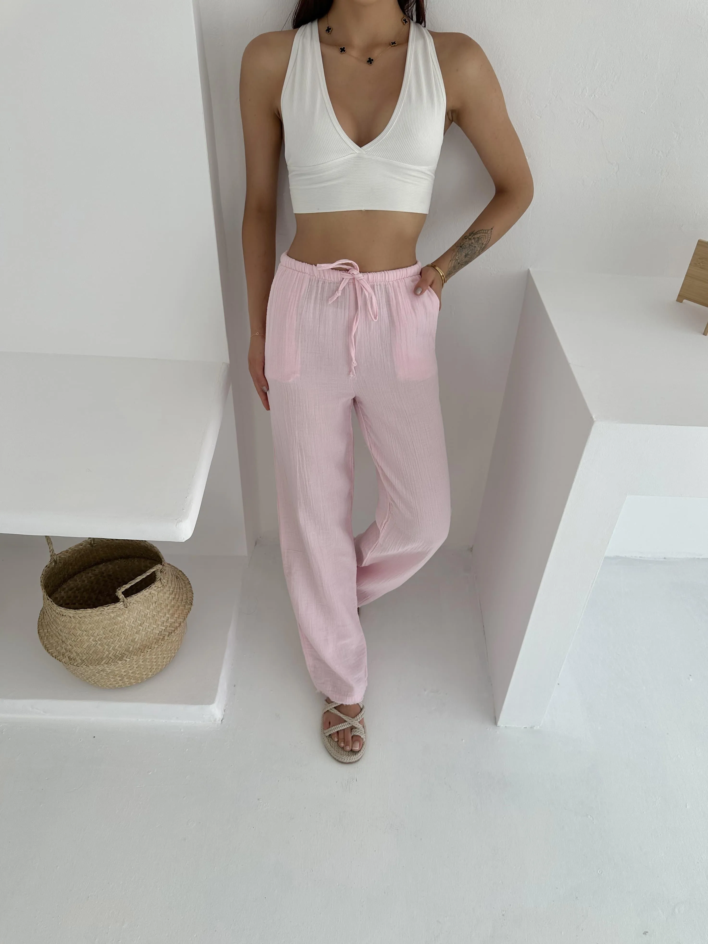 Müslin Pantolon  Pembe