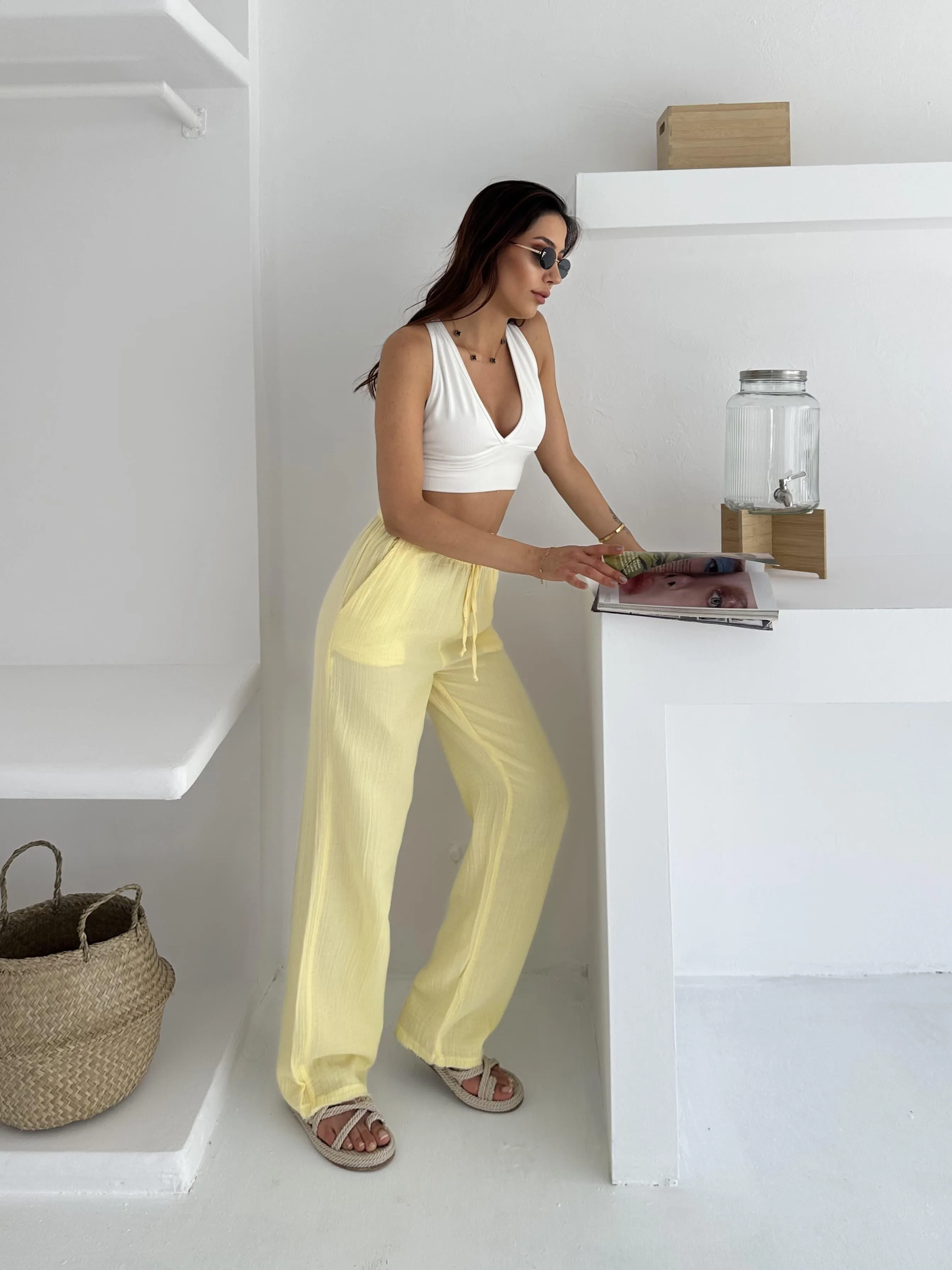 Müslin Pantolon  Sarı