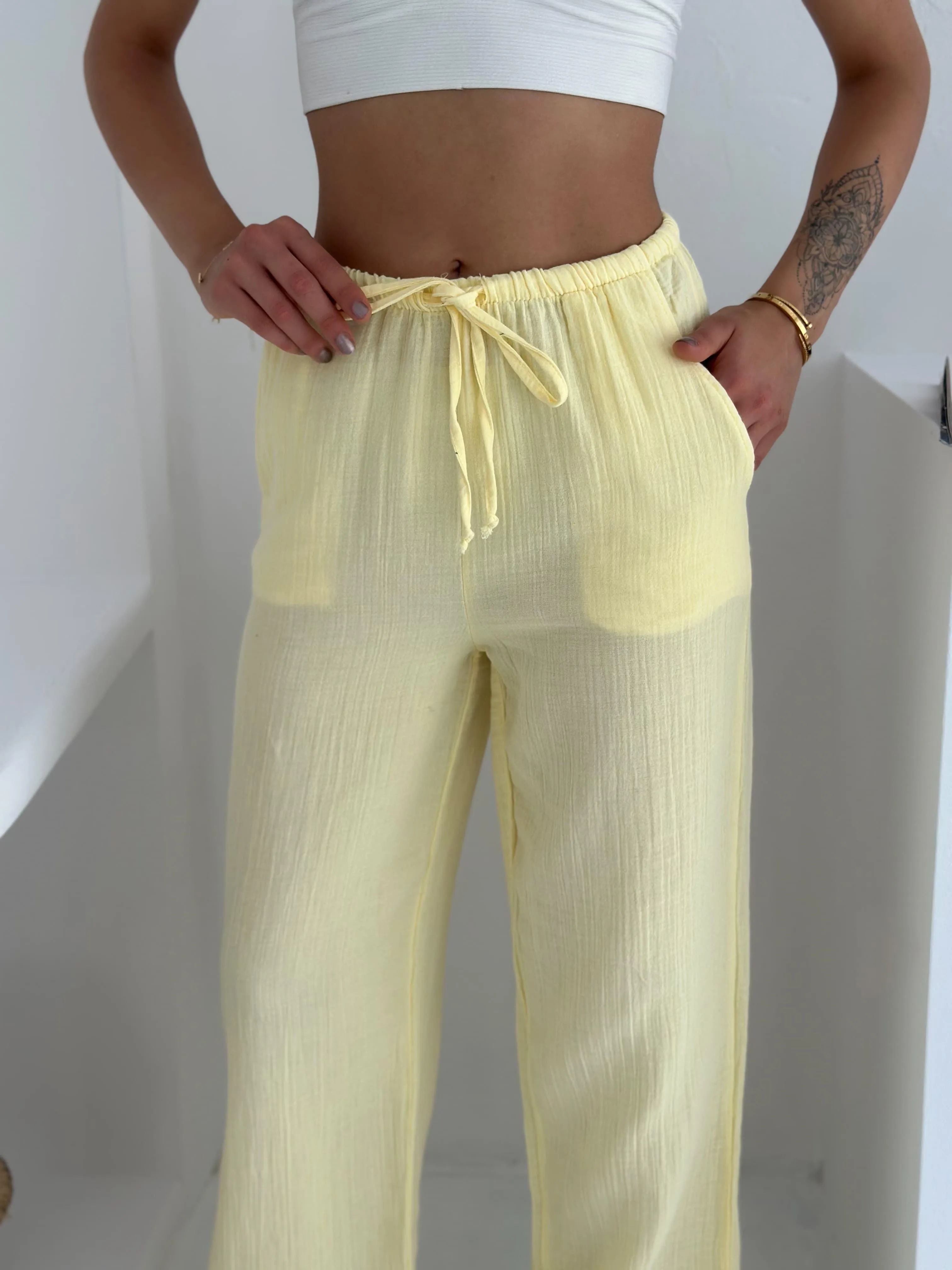 Müslin Pantolon  Sarı